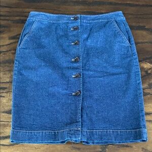 Talbots Blue Button-Front Pencil Skirt